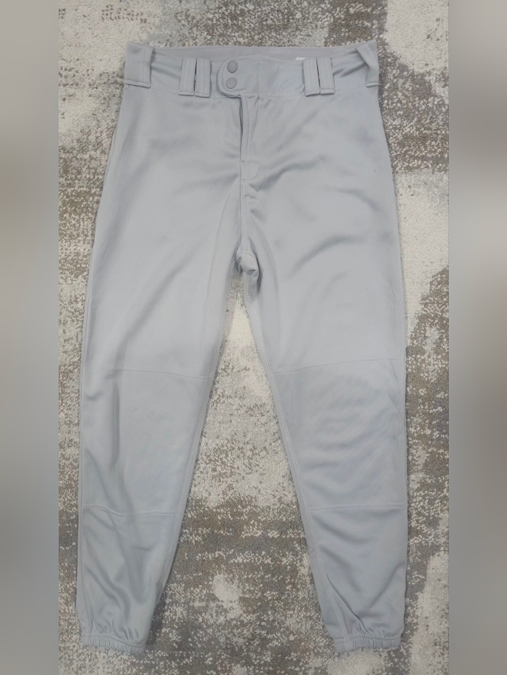 Kids Light Gray Baseball Pants with Elastic Ankles